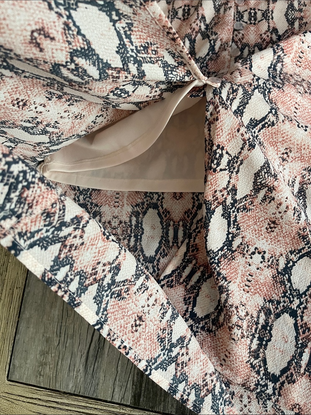Snake-Print Midi Slip Dress in Blush - Picture 4 of 4